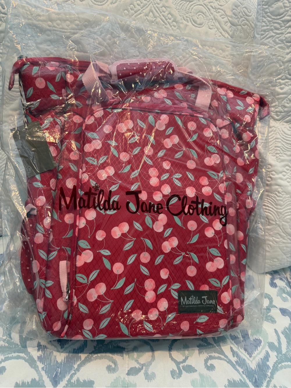 Matilda Jane Pink Cherry-Print Backpack Tote